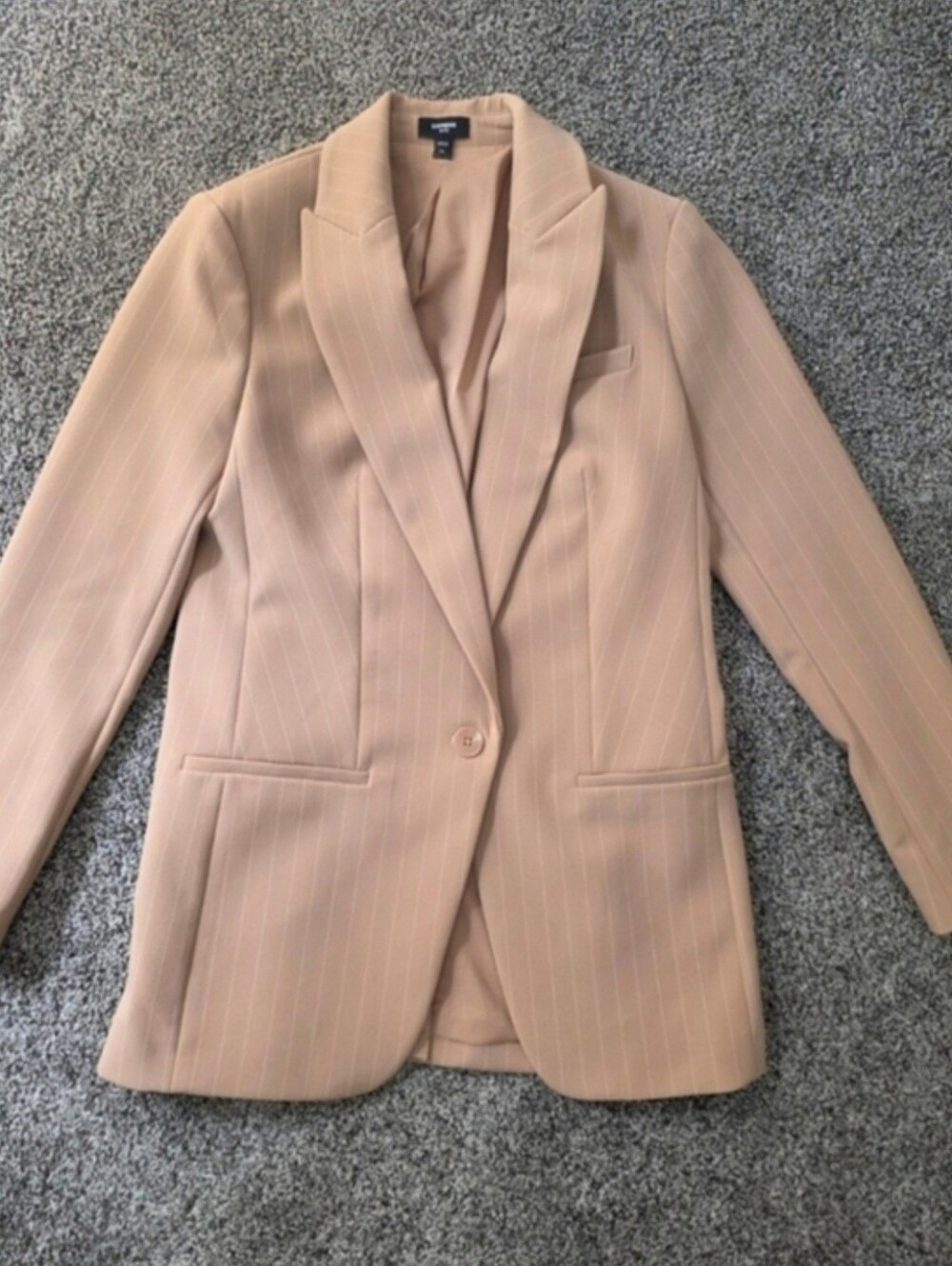 Express Tan Pinstripe Blazer – XS, Tailored Fit